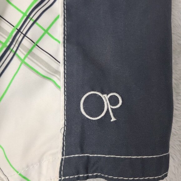 Op Ocean Pacific Swimsuit Board Shorts Men 3XL Black White Green Gray Plaid - Picture 2 of 9
